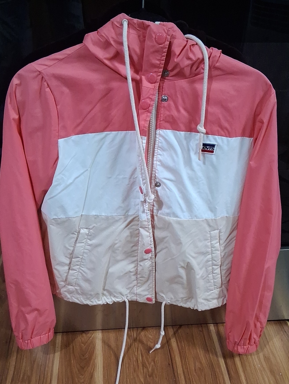 Levi's Pink and White Colorblock Hooded Windbreaker